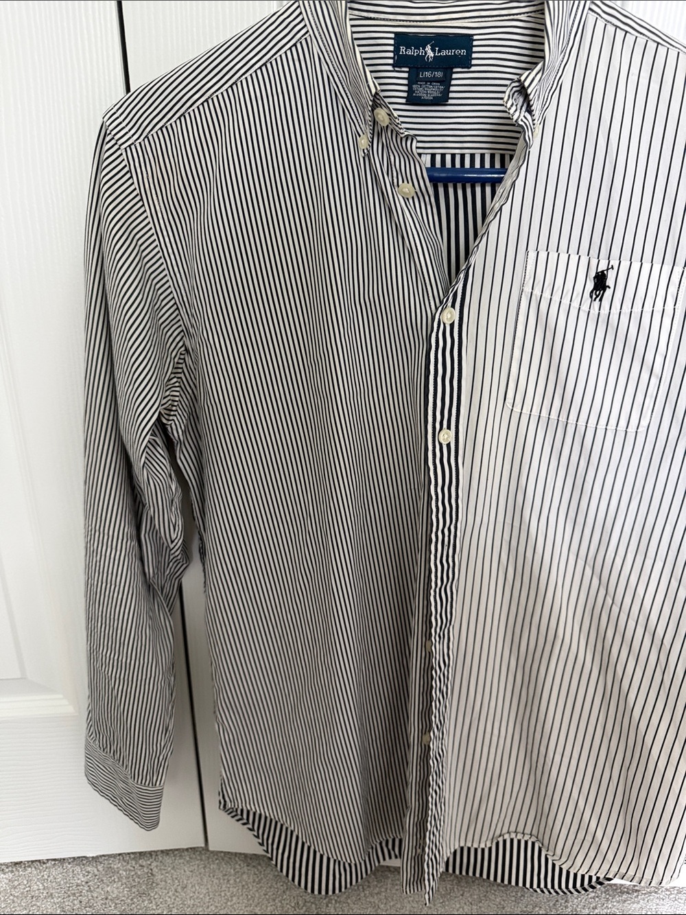Ralph Lauren Asymmetrical Black and White Polo, Size L - Picture 5 of 6